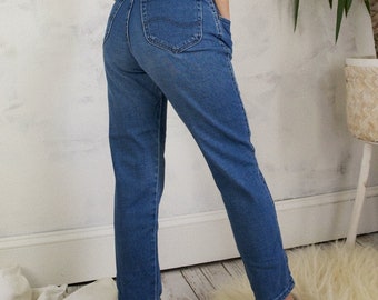 Vintage 80's Lee Medium Wash Distressed Zip Fly Classic Cotton Blue Jeans - 27" Waist