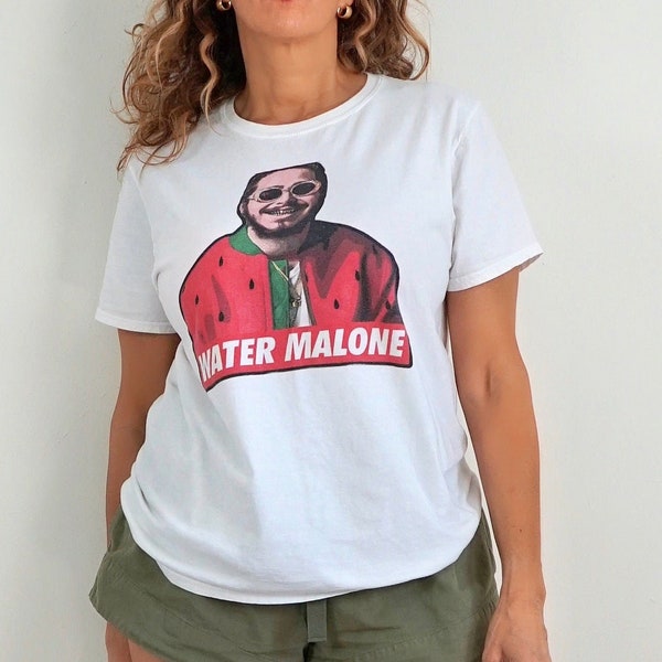 Post Malone Funny "Water Malone" Humor One Off White Soft Watermelon Short Sleeve Fruit Graphic Concert Band Tee