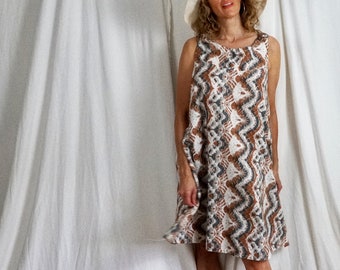 Vintage 60's Southwestern Tie-Dye Sleeveless Cotton Abstract Tent Dress