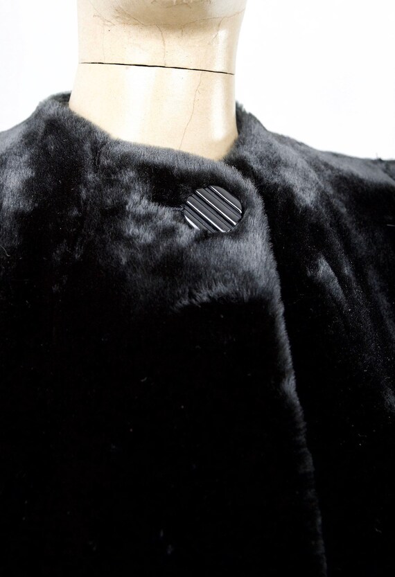 Vintage 60’s Super Plush Jet Black Cozy Sheared F… - image 2