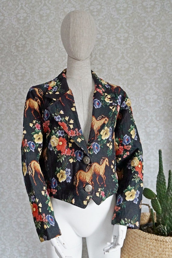Vintage 90's Southwestern Horse and Floral Motif T