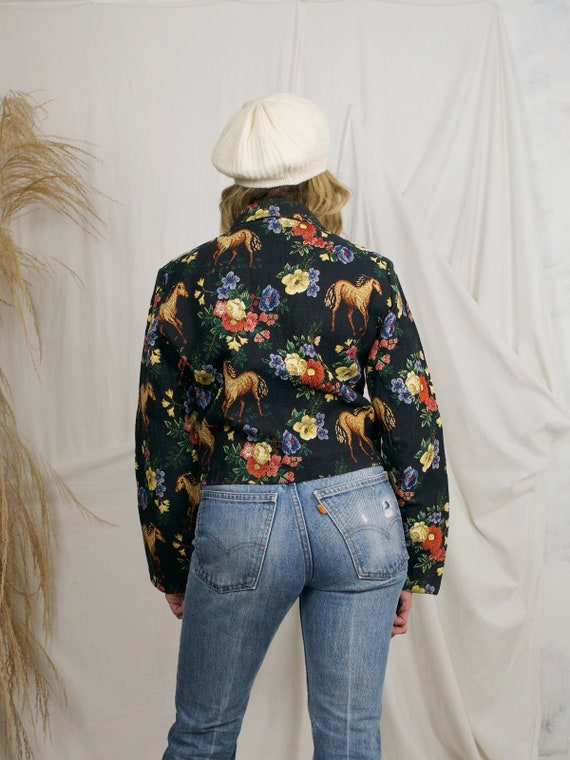 Vintage 90's Southwestern Horse and Floral Motif … - image 4