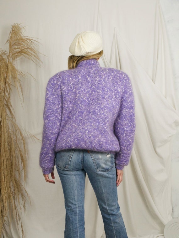 Vintage 80's Lilac Mohair Wool Speckle Knit Sweat… - image 4