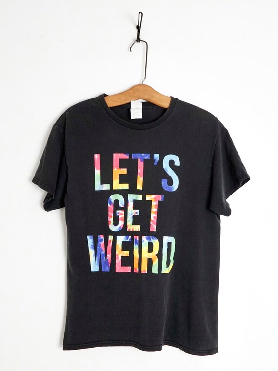 Vintage 80's Let's Get Weird Neon Faded Black Sof… - image 2