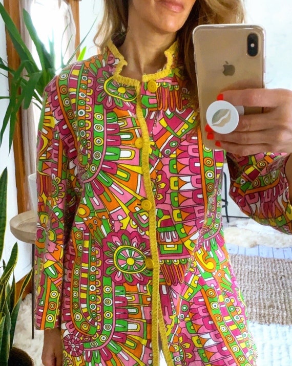 Vintage 60's Whimsical Handmade Cotton Colorful A… - image 1