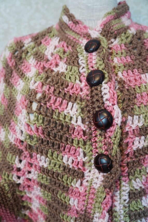 Vintage 60's Handmade Marled Crochet Handknit Coz… - image 3