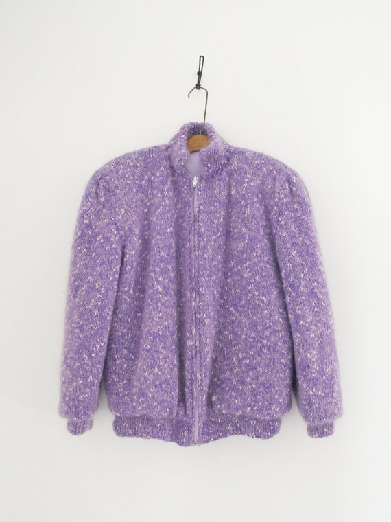 Vintage 80's Lilac Mohair Wool Speckle Knit Sweat… - image 5