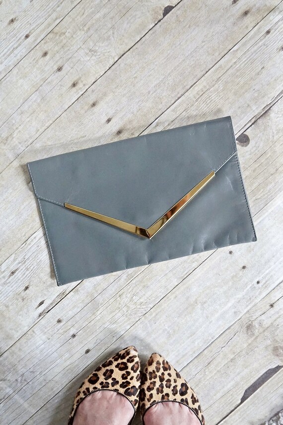 Vintage 70's Gunmetal Leather Golden Hardware Pais