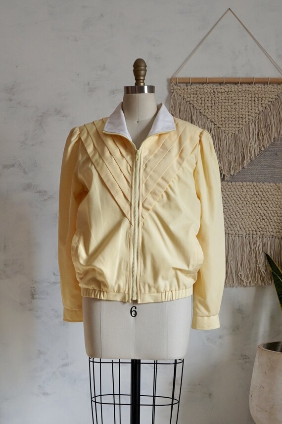 Vintage 80's Buttercream Poplin Cotton Yellow Che… - image 3