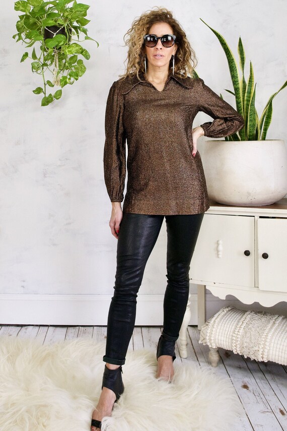 Vintage 60's Bronze Lurex Glimmer Peter Pan Collar