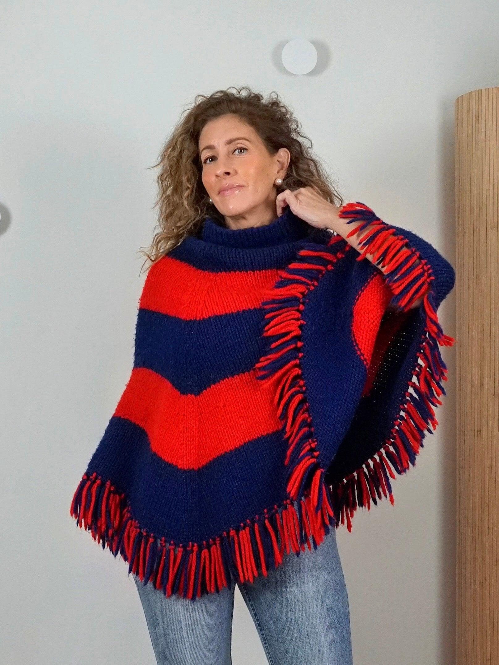 アメリヴィンテージ　UNDRESSED HANDY OVER PONCHO Vintage 70s Striped Wool Blanket Poncho OS - Etsy