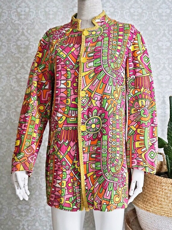 Vintage 60's Whimsical Handmade Cotton Colorful A… - image 2