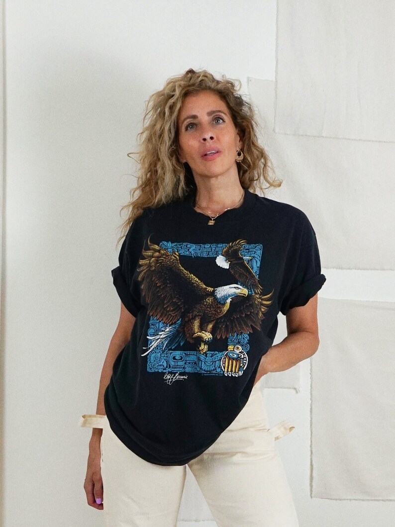 Vintage T-shirt met adelaar uit de jaren 90, Bliff Bonamie Canada Art afbeelding 2