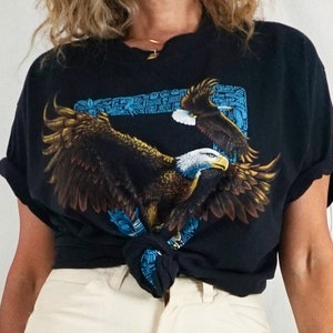 Vintage T-shirt met adelaar uit de jaren 90, Bliff Bonamie Canada Art afbeelding 3