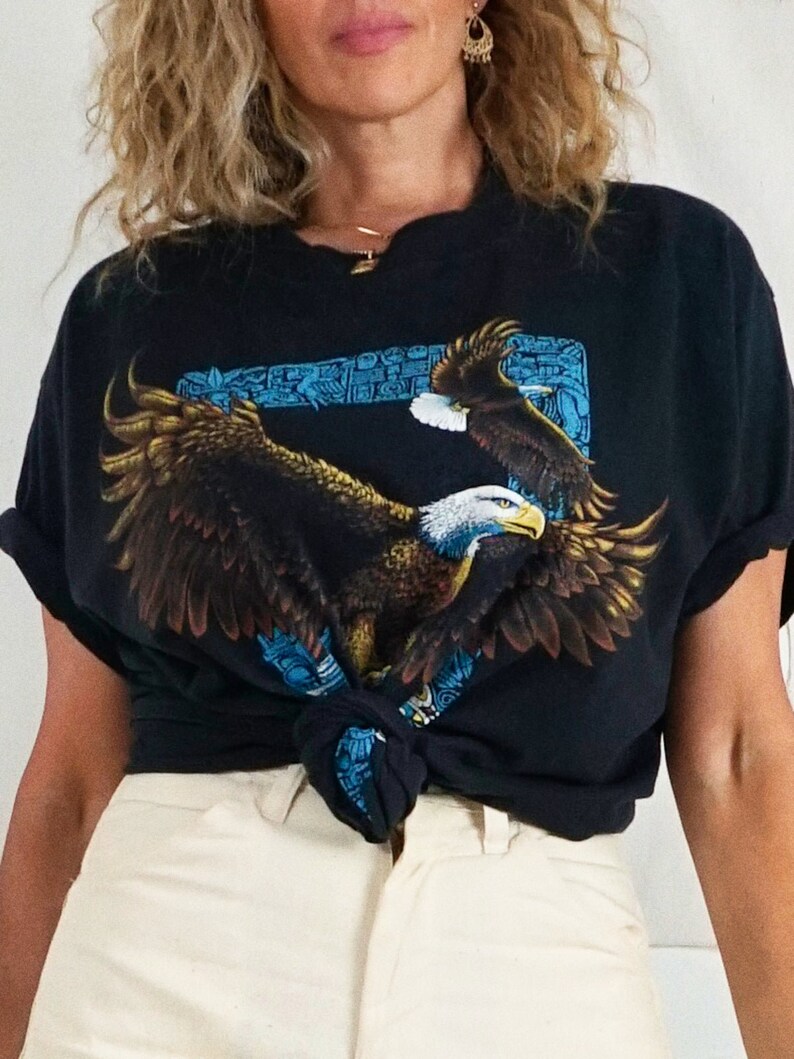 Vintage T-shirt met adelaar uit de jaren 90, Bliff Bonamie Canada Art afbeelding 3