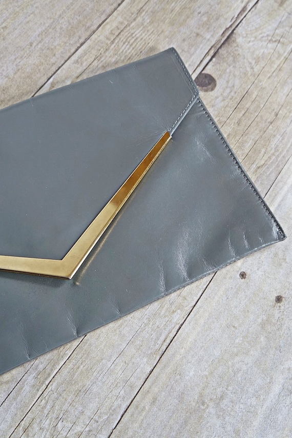 Vintage 70's Gunmetal Leather Golden Hardware Pais