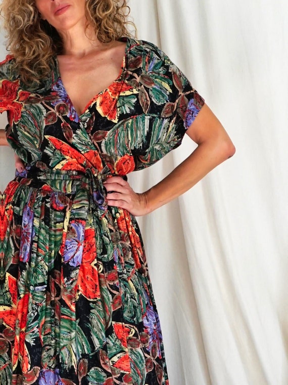 Vintage Floral Wrap Dress - image 1