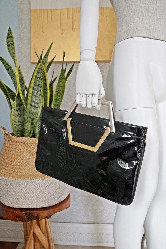 Black patent bag, vintage Gem