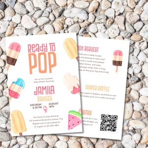Popsicle Baby Shower Invitation: All-in-One QR Code Invite (Digital Download, 5x7&quot; Editable Template) E2530