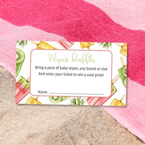 Popsicle Baby Shower Wipes Raffle Ticket: Summer Theme (Printable Download Template) E2535