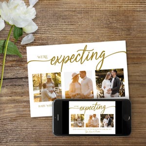 Personalized Pregnancy Announcement Photo Card: We are Expecting (Digital or 7x5&quot; Printable Card Template)