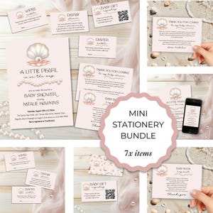 Little Pearl Baby Shower Invitation Bundle: Editable Girl Themed Set (Instant Download) E2529