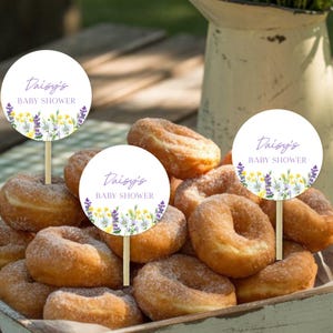Wildflower Baby Shower Cupcake Toppers: Editable Floral Party Decor (Printable Template) E2533
