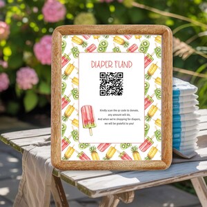 Popsicle Baby Shower Diaper Fund Sign: Summer Ice Cream Theme (8x10 Printable Download) E2535