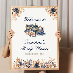 Floral Tea Party Baby Shower Welcome Sign: Editable Poster (Digital Download) E2545
