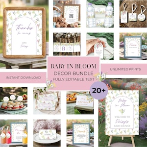 Wildflower Baby Shower Decor Bundle: Welcome Sign, Banner, Table Decorations (Digital Download) E2533