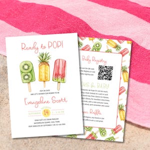 Popsicle Baby Shower Invitation: All-in-One QR Code Template (Digital Download 5x7&quot; ) E2535