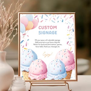 What&#39;s the Scoop Gender Reveal Custom Sign, Ice Cream Theme Editable Pink Blue Party Decor, Printable Corjl Digital Download, E2510