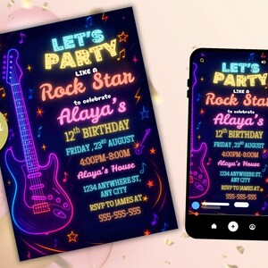 Karaoke Birthday Invitation, Rockstar Birthday, Rockstar Birthday Party Invites, Rockstar Adult Birthday