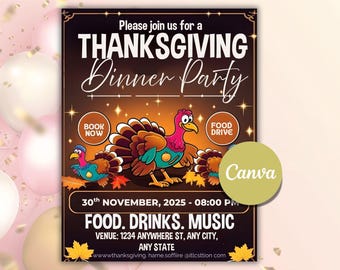 Turkey Trot Flyer | Thanksgiving Run Event, Editable Canva Template