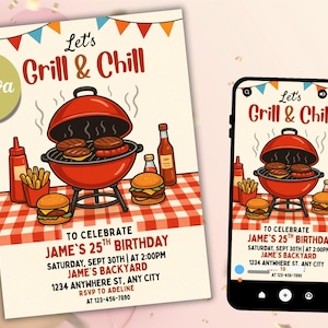 Editable Bbq Birthday Invitation, Barbeque Birthday Invitation, Editable Bbq Invitation, Bbq Birthday Invitation, Digital Template