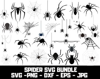 Halloween Spider SVG, Spider Clipart PNG, Spider Silhouette Cricut Cut File, Spooky SVG Download