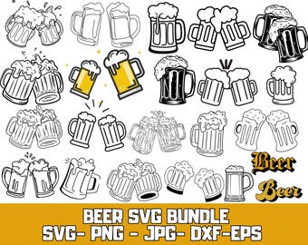 Beer SVG Clipart Bundle: Craft Beer, Mugs, Bottles (Digital Download)