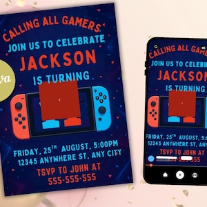 Faire-part d'anniversaire jeu vidéo modifiable, modèle d'invitation de jeu vidéo, invitation d'anniversaire de jeu vidéo, Evite de jeu vidéo pour garçons, téléchargement immédiat
