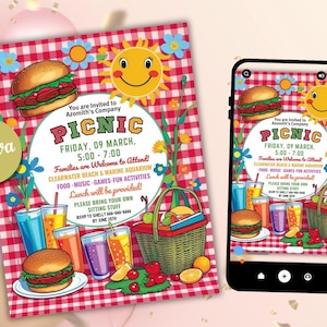 Company Picnic Flyer Editable Canva Template, Family Picnic fundraiser invitation, Customer Appreciation flyer