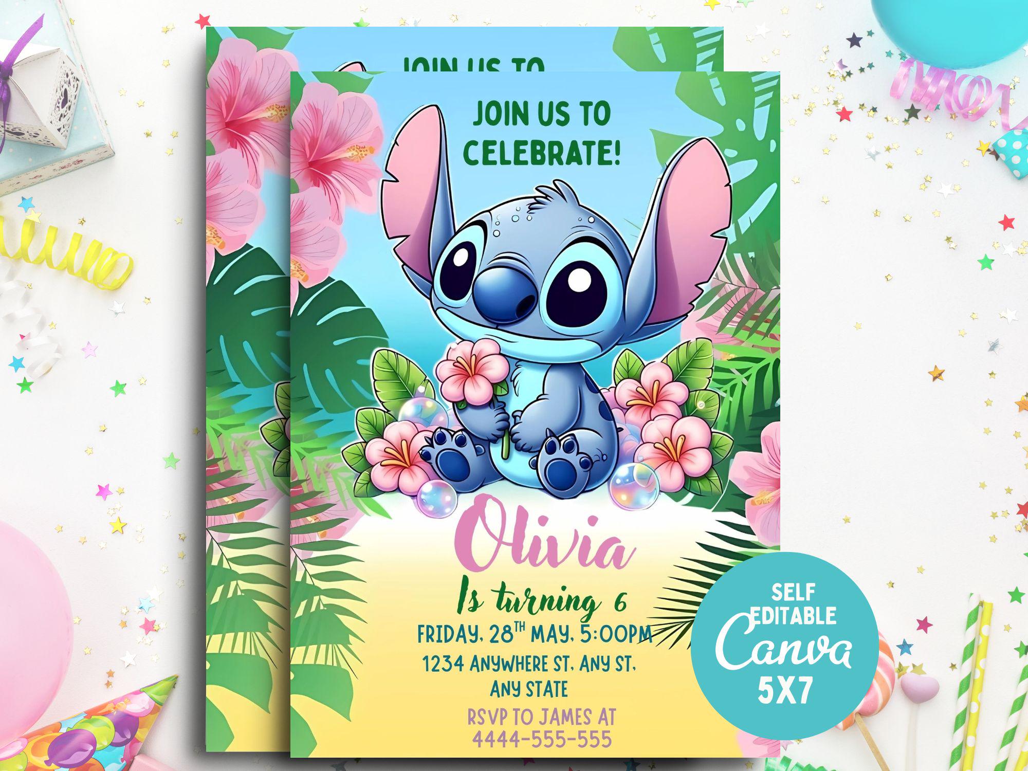 Stitch Editable Birthday Invitation Template, Printable Birthday Invitations, Digital Kids Party Invite, Digital Bday Card Invite, Stitch