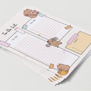 Kawaii Capybara-To-Do-Liste | Niedliche, pastellfarbene To-Do-Liste zum Ausdrucken | Ästhetischer Tagesplaner PDF | Digitaler Download| Kawaii-Produktivitätsvorlage
