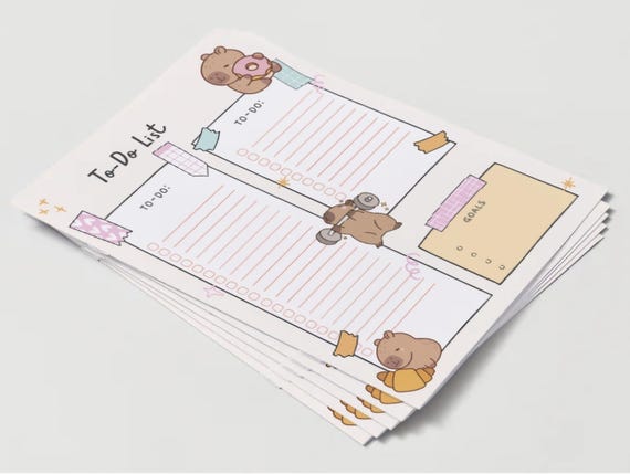 Kawaii Capybara To-Do List | Cute Pastel To Do List Printable | Aesthetic Daily Planner PDF | Digital Download| Kawaii Productivity Template
