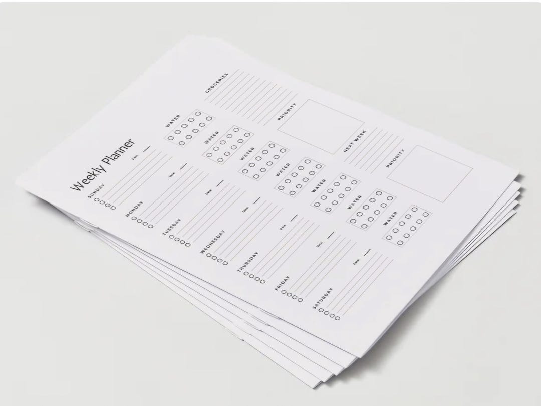 Weekly Planner Printable | Meal & Grocery List | Water Tracker | Notes ...