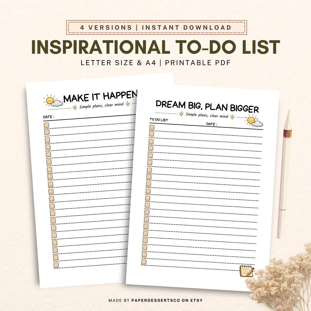 Inspirational Checklist Inspirational to Do List Printable PDF, Daily Planner With Quotes ...