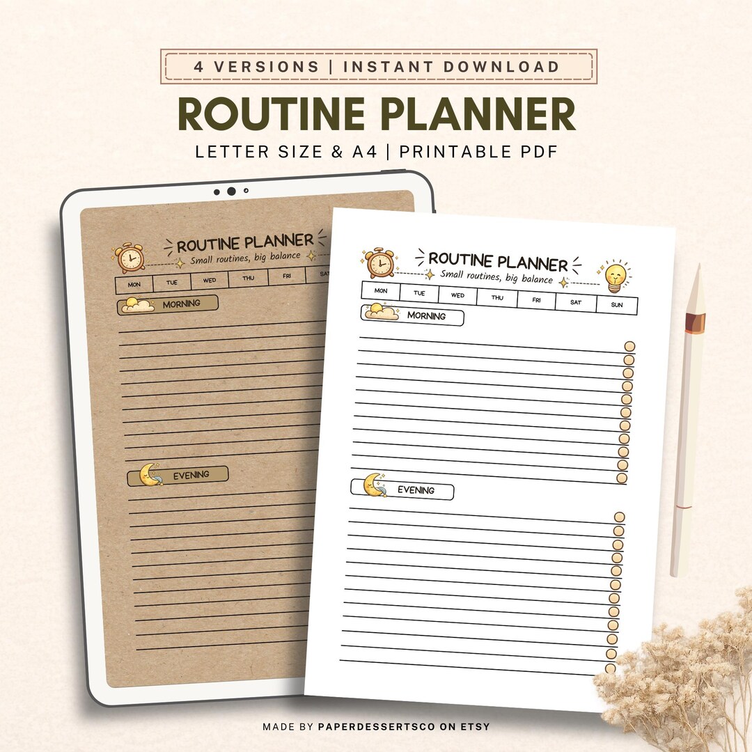 Routine Planner Printable PDF, Daily Routine Tracker, Weekly Habit ...