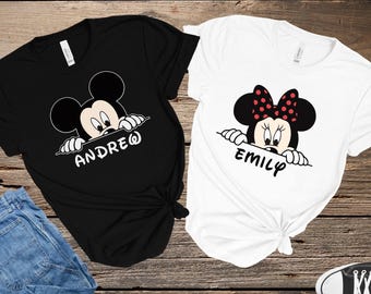 Personalized Disney Name Shirts, Mickey Dad Minnie Mom Tee, Matching Couple Disney Family Vacation Shirts, Custom Name Gift