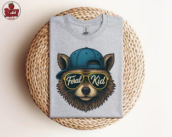 Funny Feral Kid Raccoon Shirt for Kids, Cool Cartoon Raccoon Meme Tee, Cute Feral Child Animal Lover Shirt, Toddler Wild Kid Graphic Tee