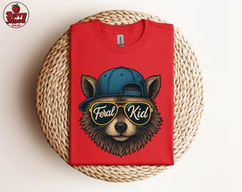 Funny Feral Kid Raccoon Shirt for Kids, Cool Cartoon Raccoon Meme Tee, Cute Feral Child Animal Lover Shirt, Toddler Wild Kid Graphic Tee