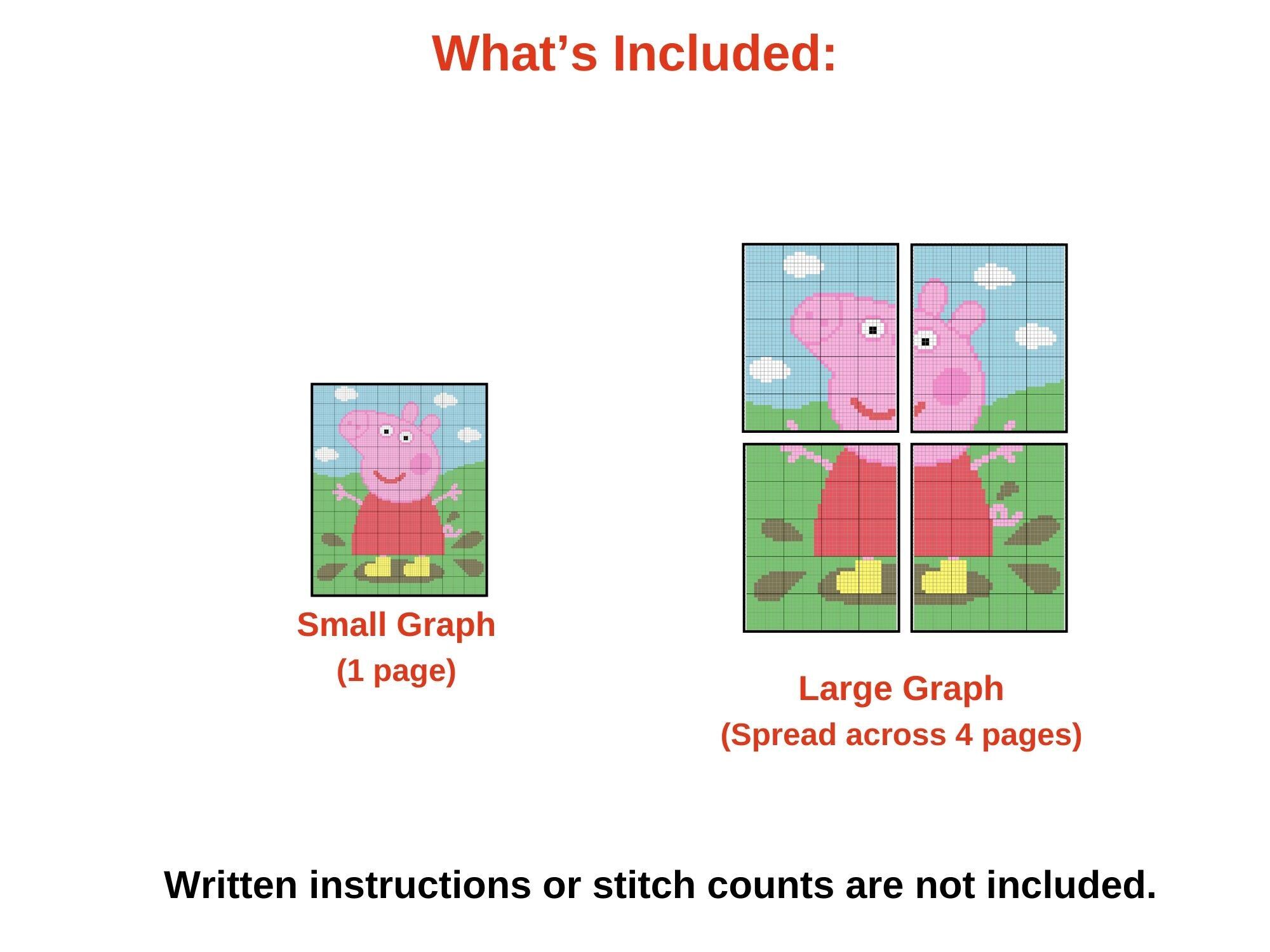 George Pig Graph Pink Pig Graph * C2C * Row by Row * Crochet Blanket * Instant Download ...