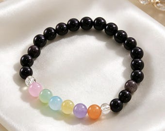 Colorful Beaded Bracelet for Women, Happy Rainbow Bracelet, Dainty Everyday Jewelry Gift